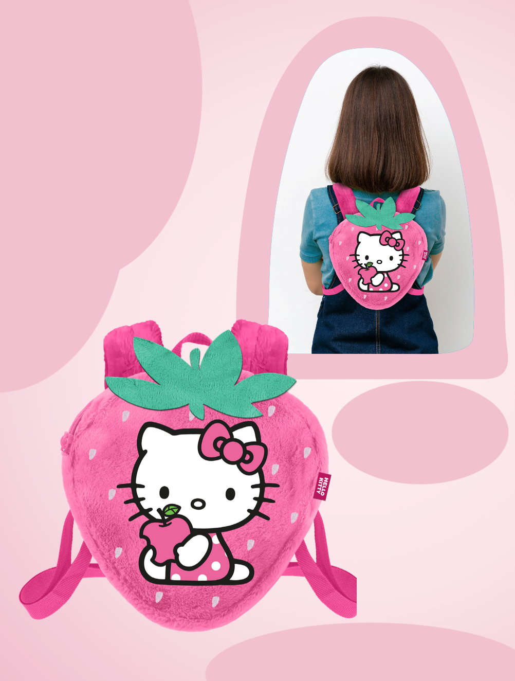 HELLO KITTY - Strawberry - Mini Fur Backpack '25x22x12cm'