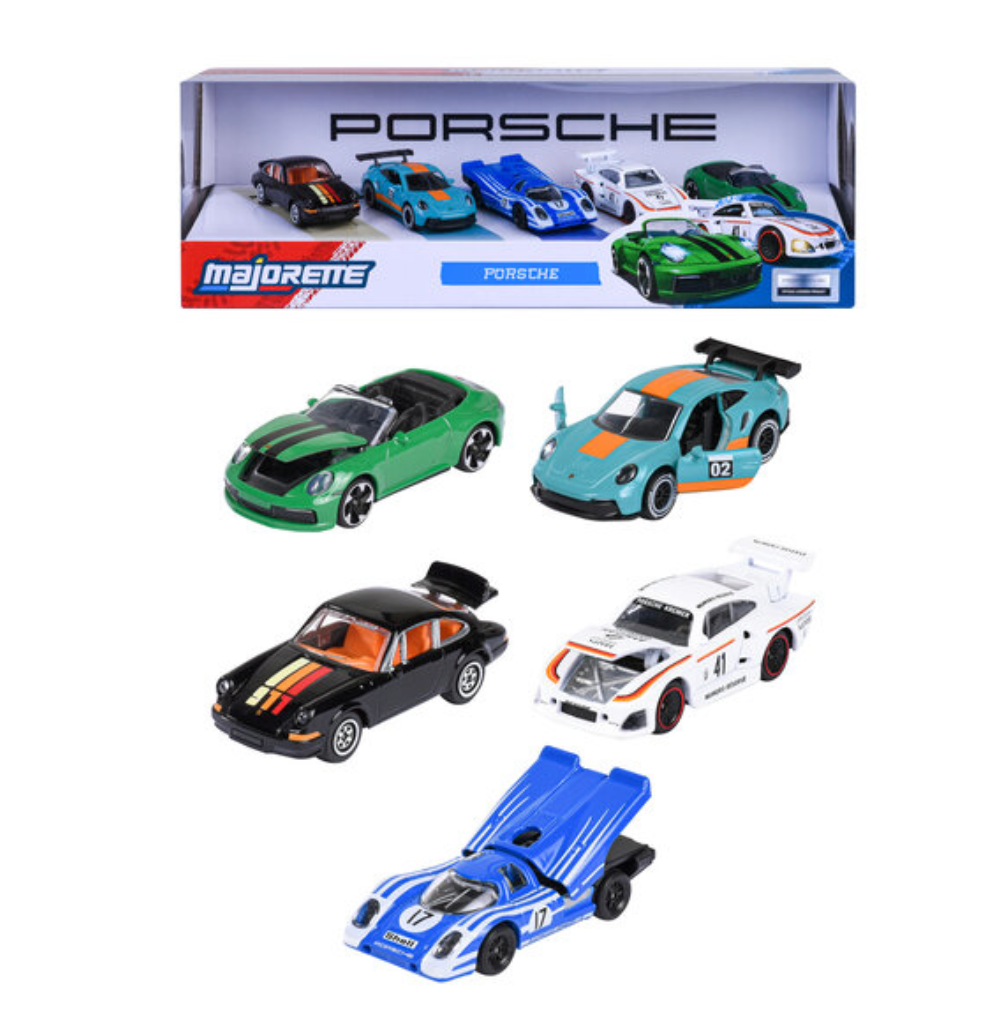 RIDE COOL - Porsche - Pack of 5 Miniature Cars - 1:64