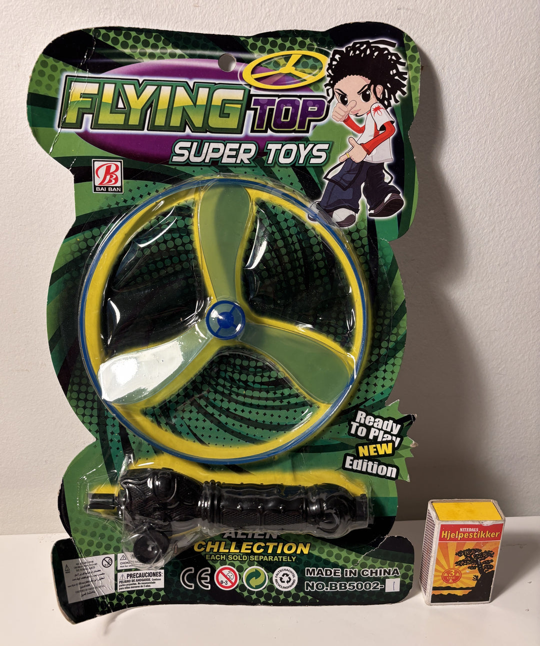 Flying Top Super Toys – propell-spinner med utskytter Ny i plast!