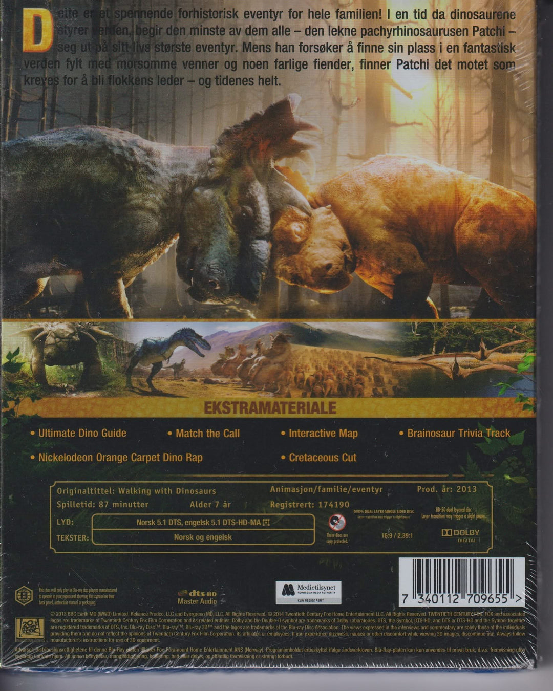 Walking with Dinosaurs 3D. 2013. Blu-ray 3D + Blu-ray + DVD. Ny i plast!
