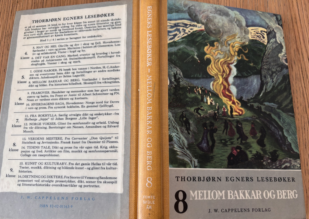 Thorbjørn Egners lesebøker. Nr. 8 – Mellom bakkar og berg. Bok.