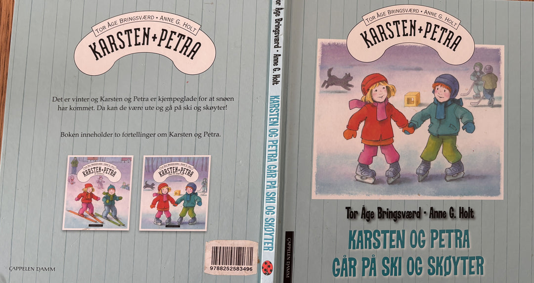 Tor Åge Bringsværd og Anne G. Holt. Karsten og Petra går på ski og skøyter. Bok.