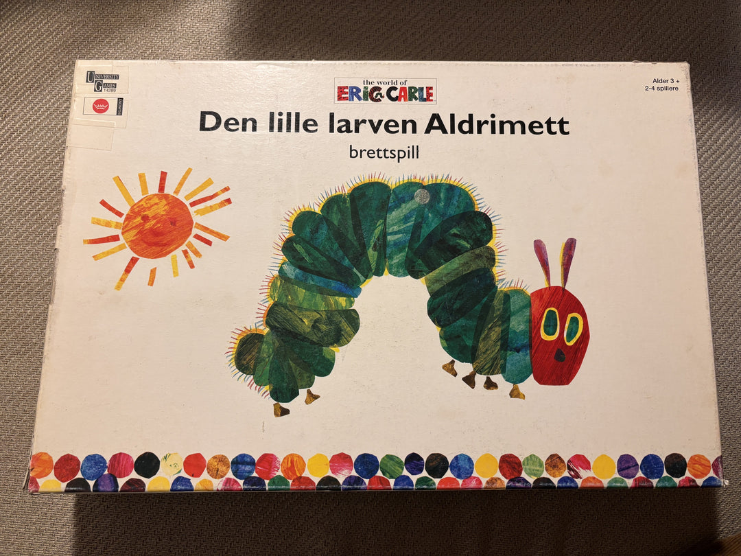 Den lille larven Aldrimett. Brettspill.