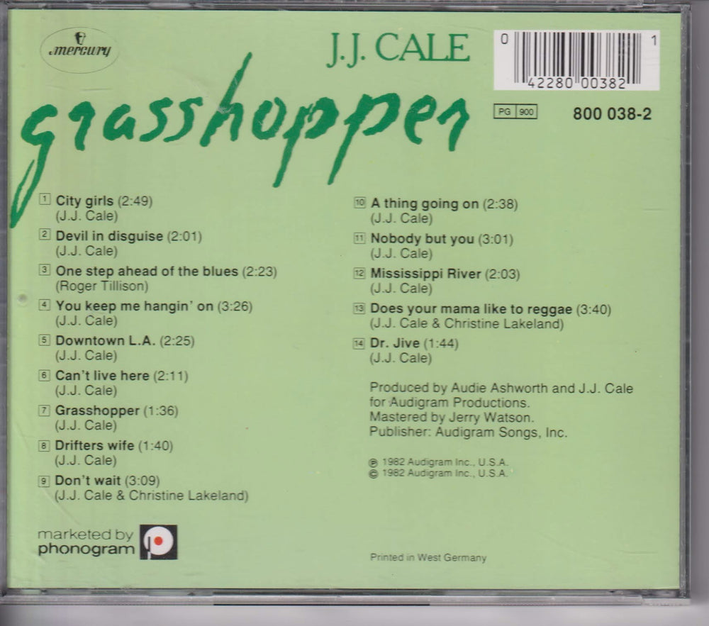 J.J. Cale – Grasshopper. 1982. CD.