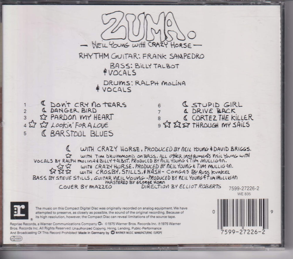 Neil Young with Crazy Horse – Zuma. 1975. CD.