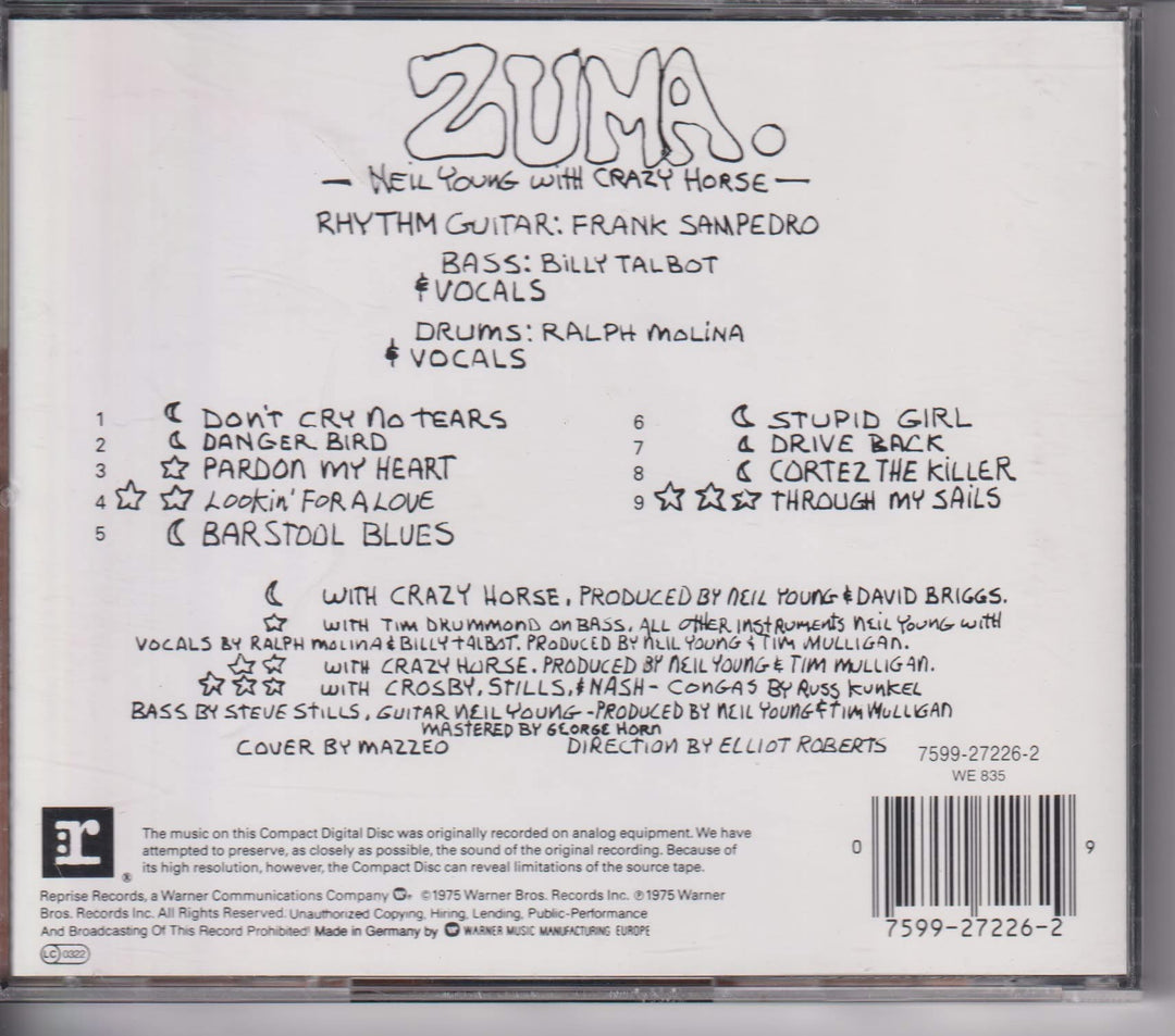 Neil Young with Crazy Horse – Zuma. 1975. CD.