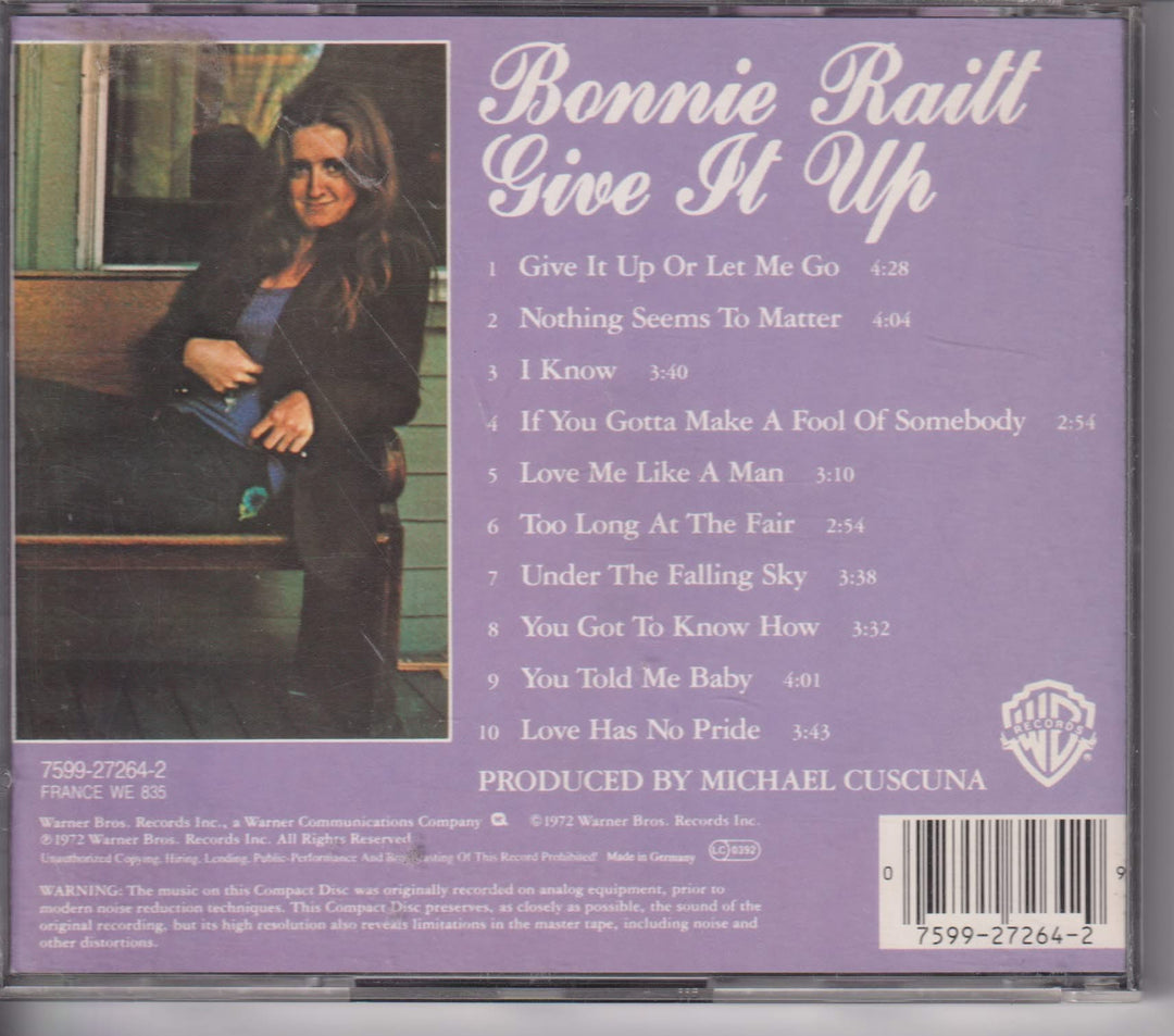 Bonnie Raitt – Give It Up. 1972. CD.