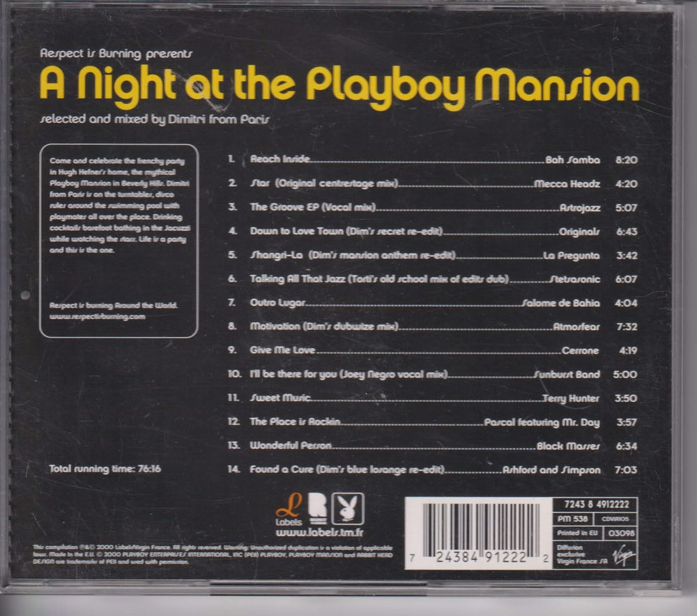A Night at the Playboy Mansion – Dimitri from Paris. 2000. CD.