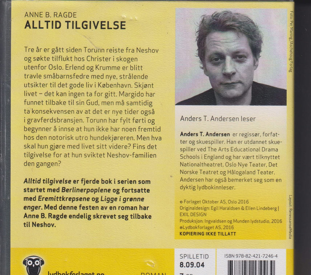 Anne B. Ragde. Alltid tilgivelse. Lydbok på CD.