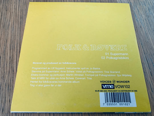 Folk & Røvere feat. Arne Scheie. Supermann. 2005. Musikk-CD.