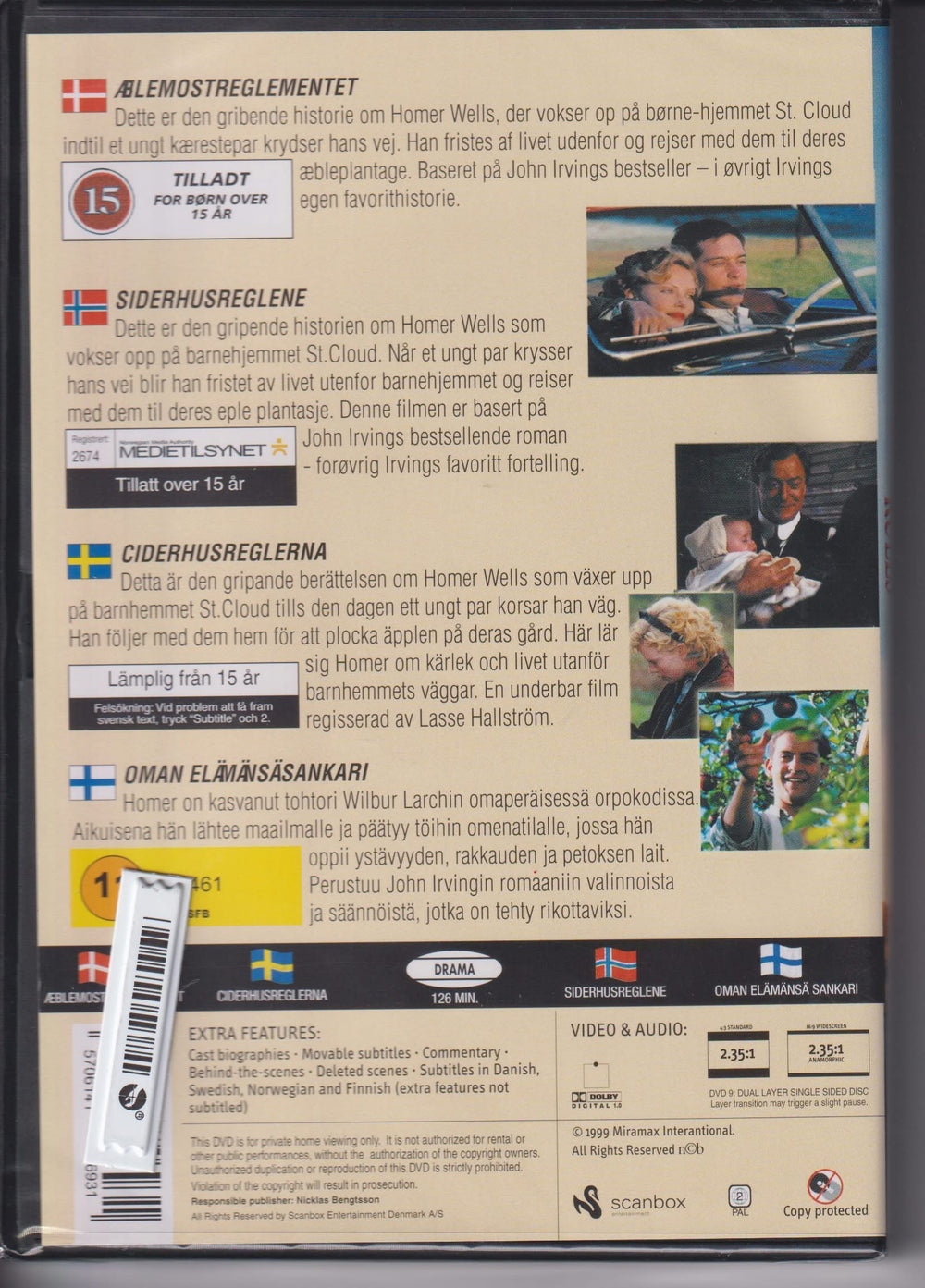 The Cider House Rules. 1999. DVD. Ny i plast!