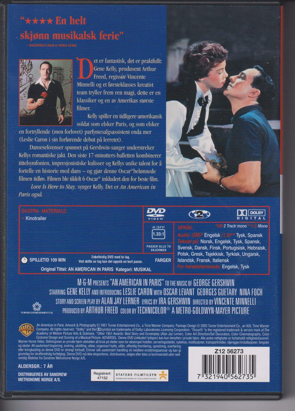 An American in Paris. 1951. DVD.