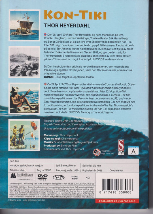 Kon-Tiki. 1950. DVD. Ny i plast!