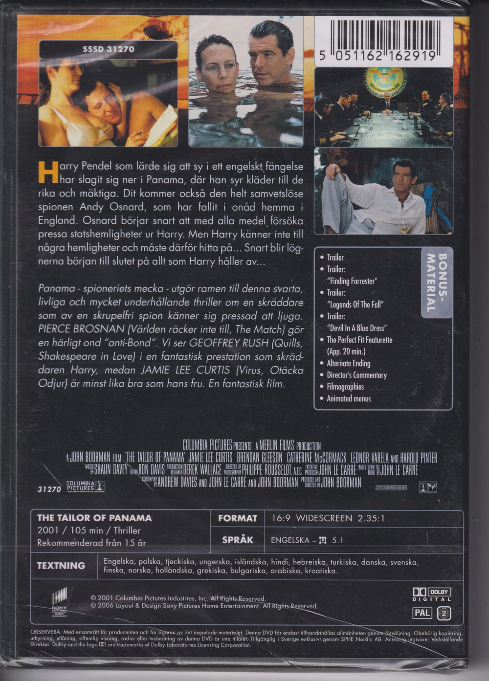 The Tailor of Panama. 2001. DVD. Ny i plast!