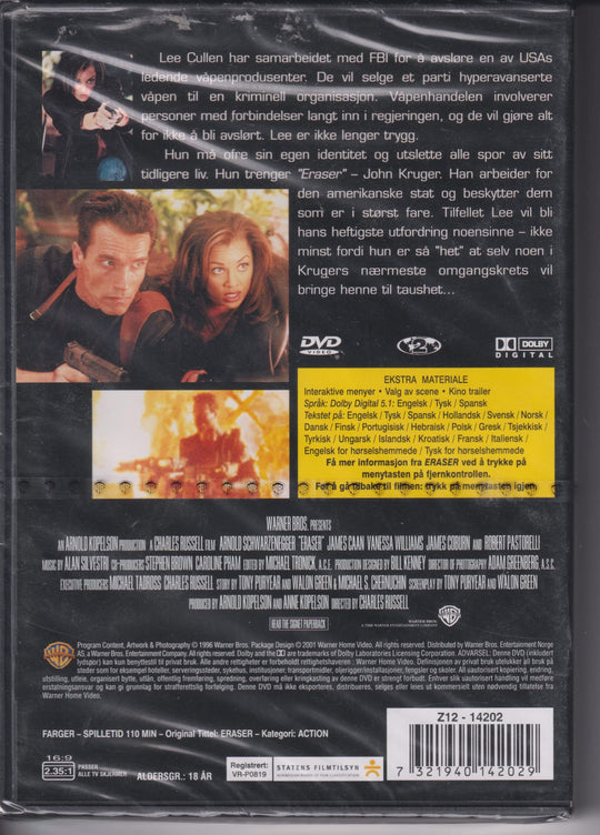 Eraser. 1996. DVD. Ny i plast!