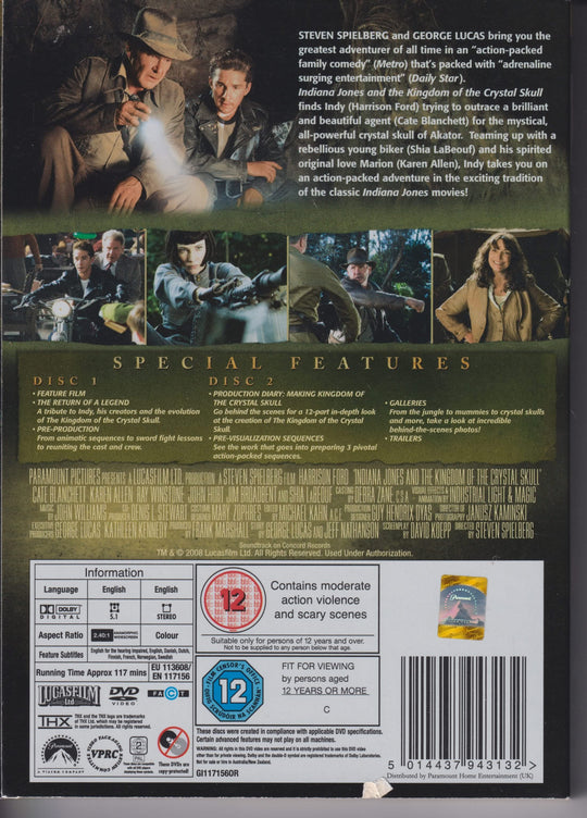 Indiana Jones and the Kingdom of the Crystal Skull – 2-Disc Special Edition. 2008. DVD.