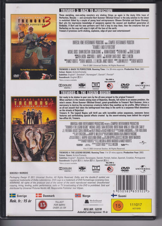 Tremors 3 & Tremors 4 – 2 Film Boxset. DVD samleboks.