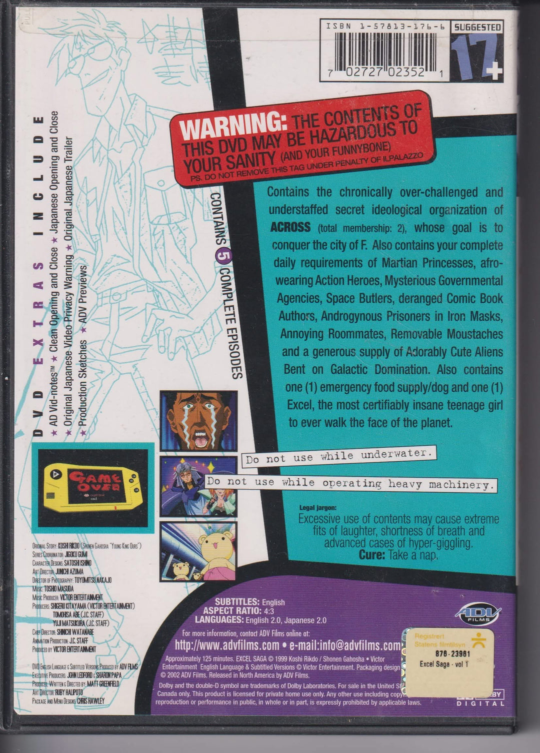 Excel Saga – Volume 1: The Weirdness Has Begun. 1999. DVD.