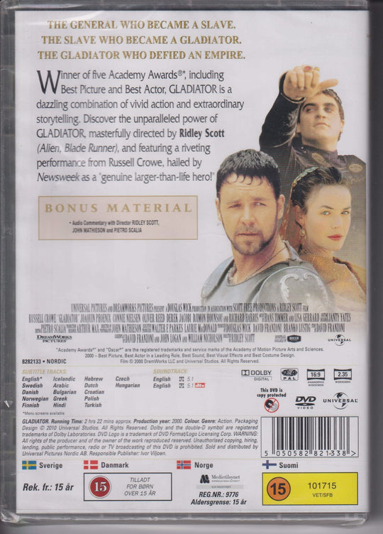 Gladiator – Oscar Edition. 2000. DVD. Ny i plast!