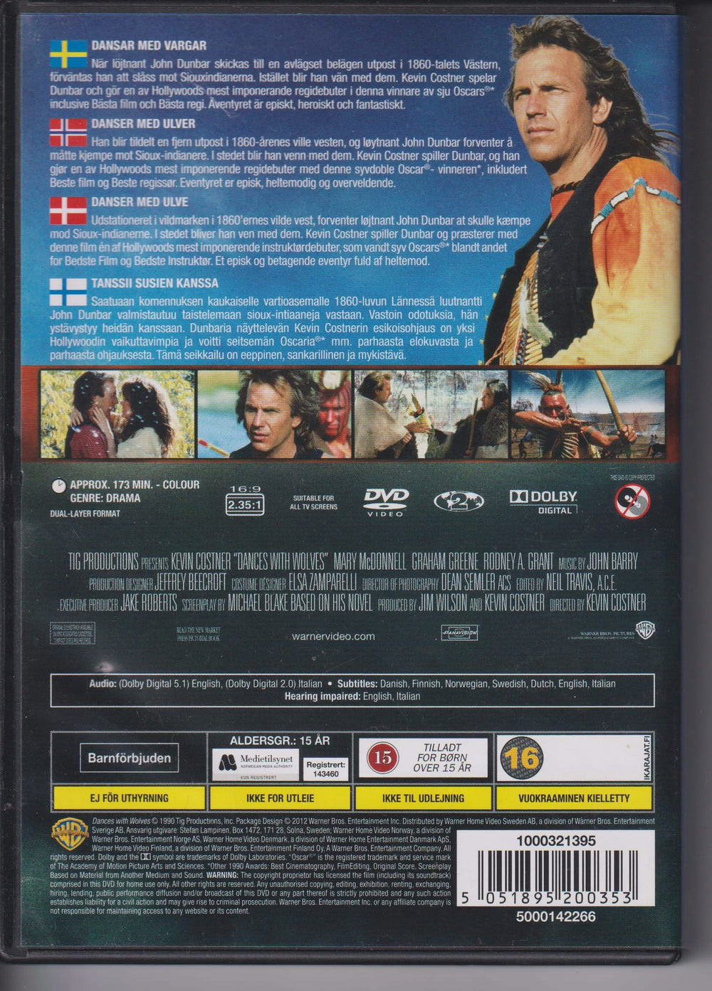 Dances with Wolves. 1990. DVD.