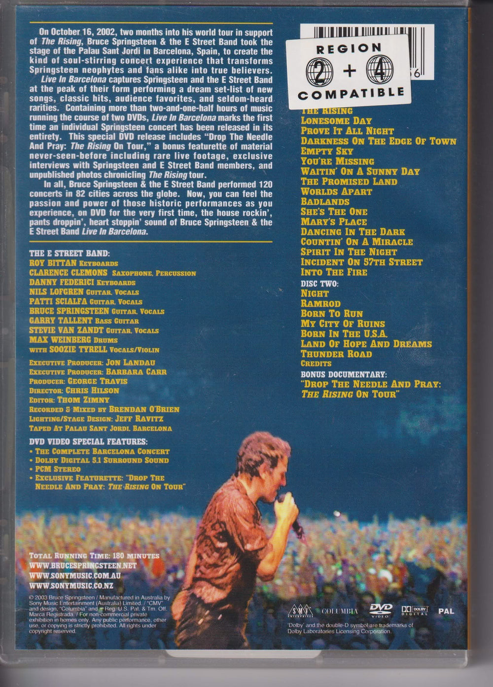 Bruce Springsteen & The E Street Band – Live in Barcelona. 2003. DVD.