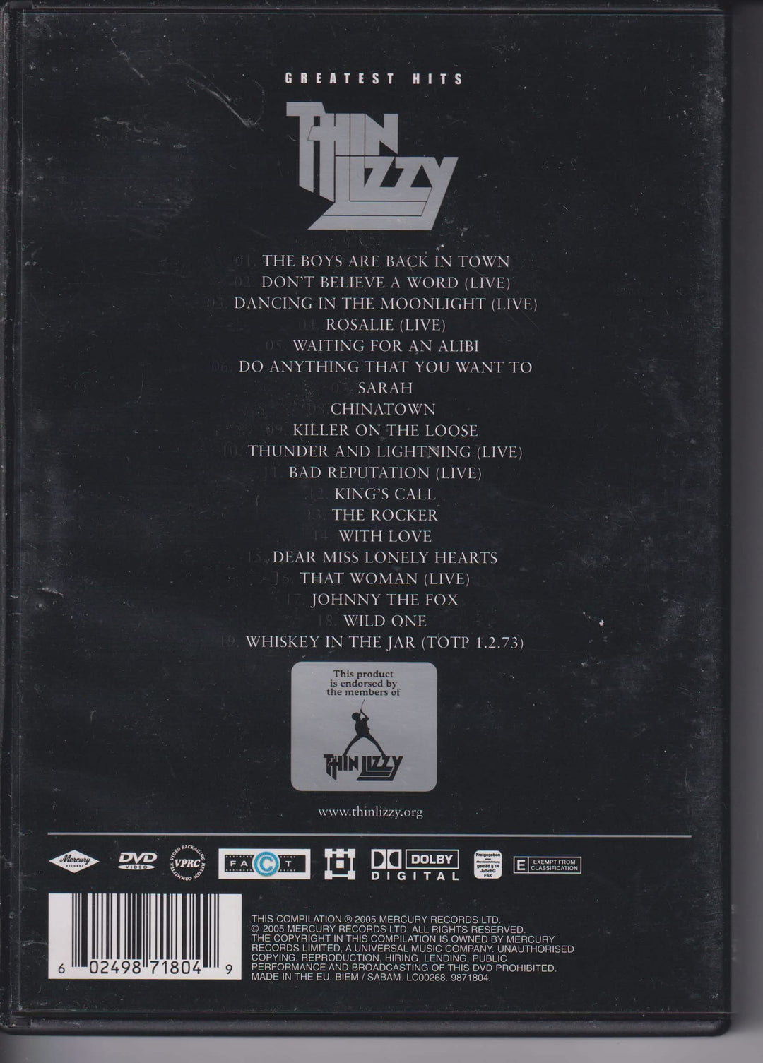 Thin Lizzy – Greatest Hits. 2005. DVD.
