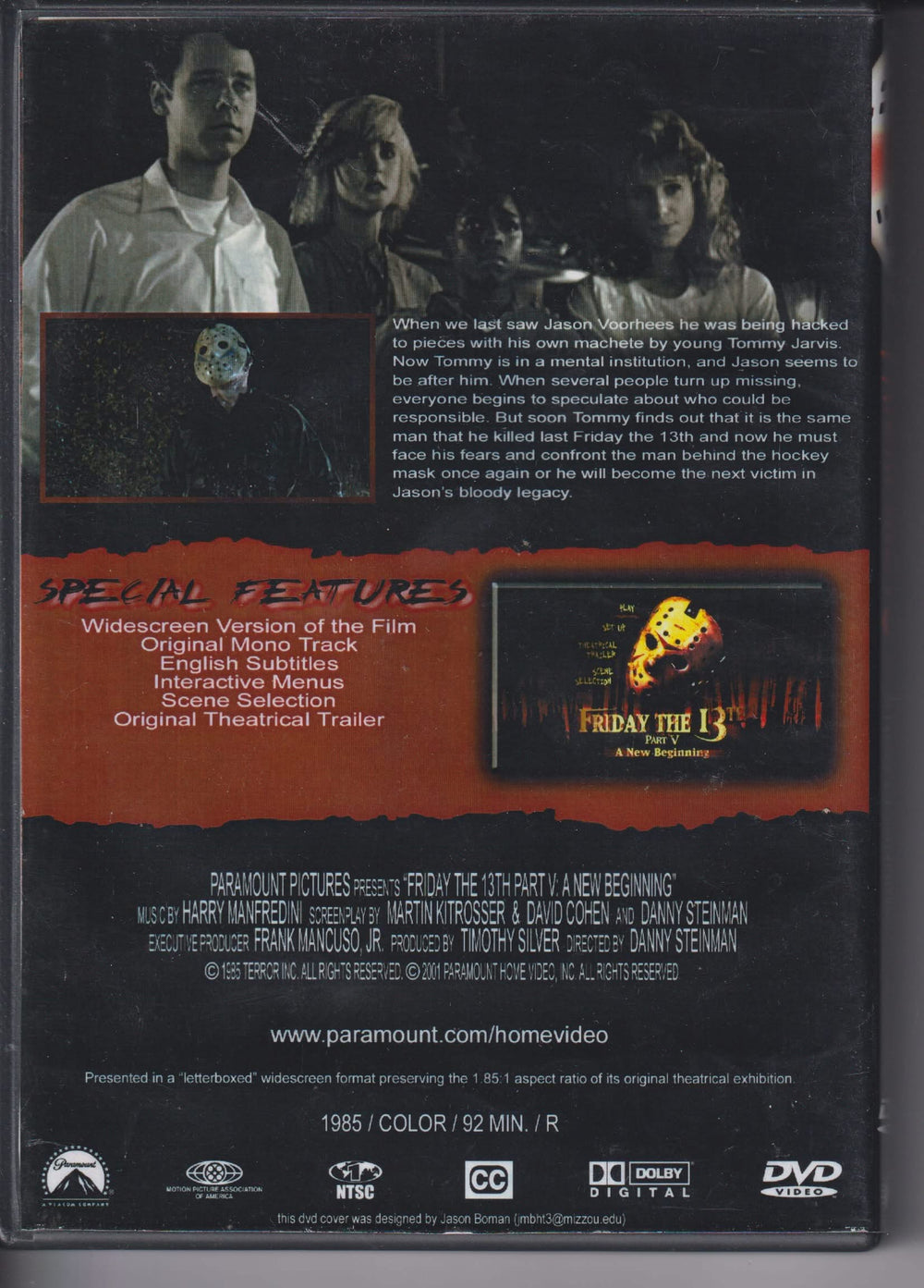 Friday the 13th Part V: A New Beginning. 1985. DVD.