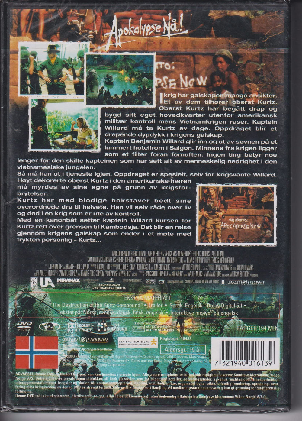 Apokalypse Nå! Redux. 1979/2001. DVD. Ny i plast!