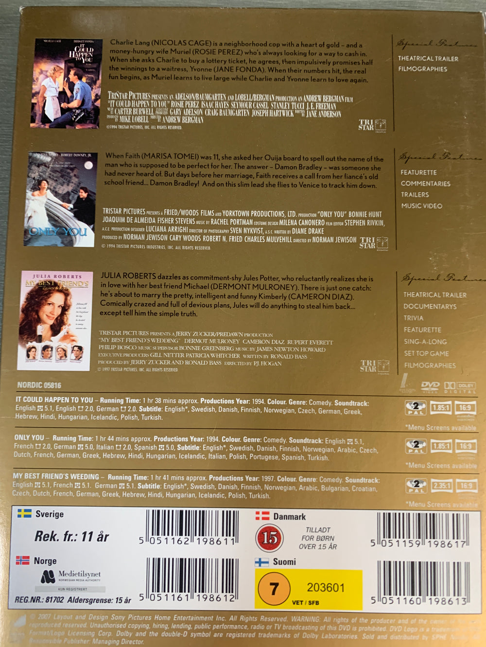 Romance Classics II – It Could Happen to You, Only You, My Best Friend's Wedding. DVD samleboks.