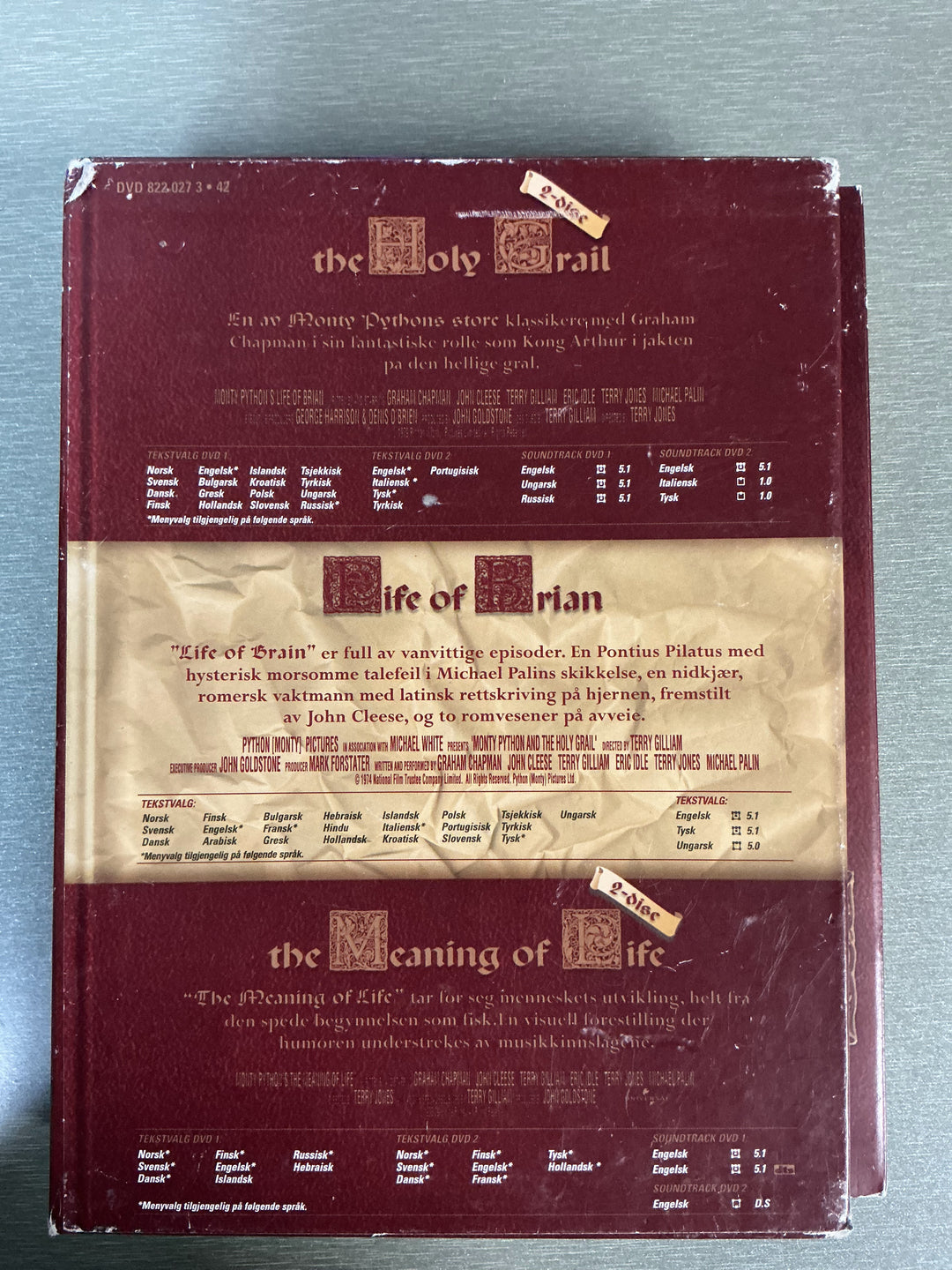 Montys enzyklopythonia – The Holy Grail, Life of Brian og The Meaning of Life. DVD samleboks.