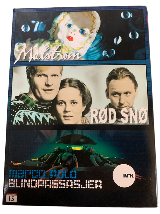 Krimklassikere fra NRK – Malstrøm, Rød snø og Blindpassasjer. 1978–1985. DVD samleboks.