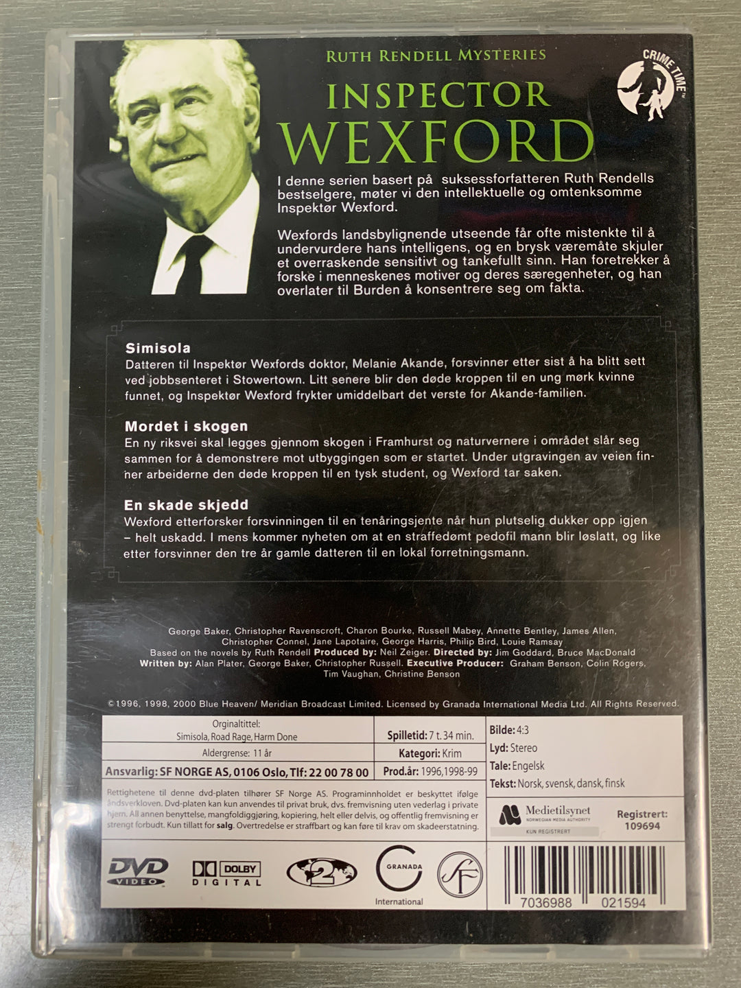 Inspector Wexford – Collection 1. Ruth Rendell Mysteries. DVD samleboks.