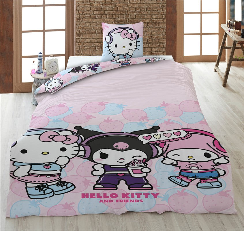 HELLO KITTY - Hello Kitty and Friend - Duvet Cover 140x200cm + 65x65cm
