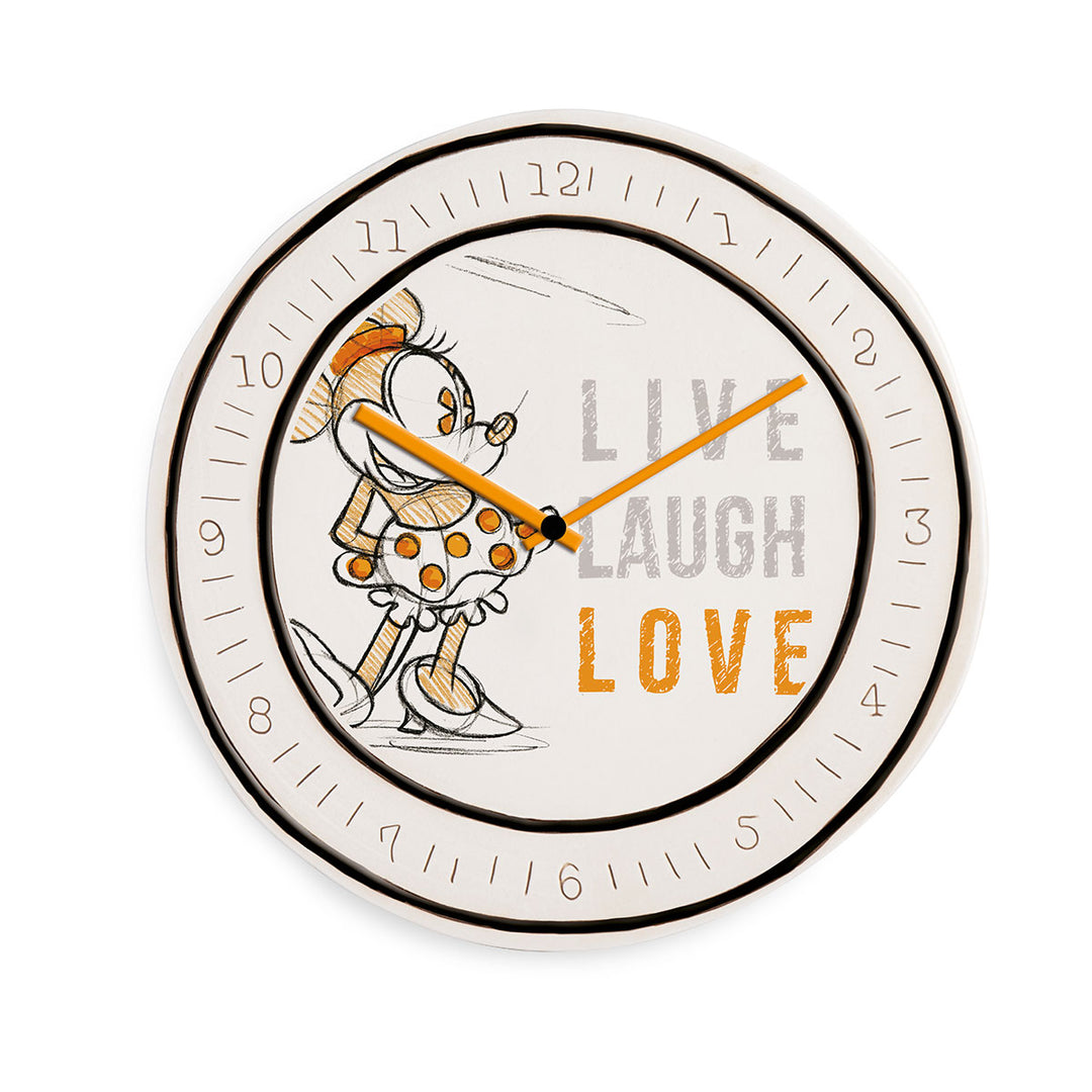 DISNEY - Clock Minnie LIVE LAUGH LOVE - 28cm - Orange