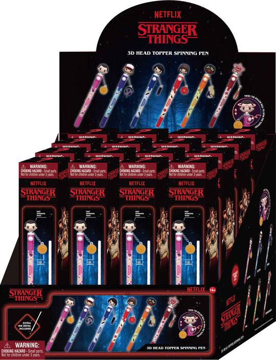 STRANGER THINGS - 3D Head Topper Spinning Pen (Display of 16 pieces)