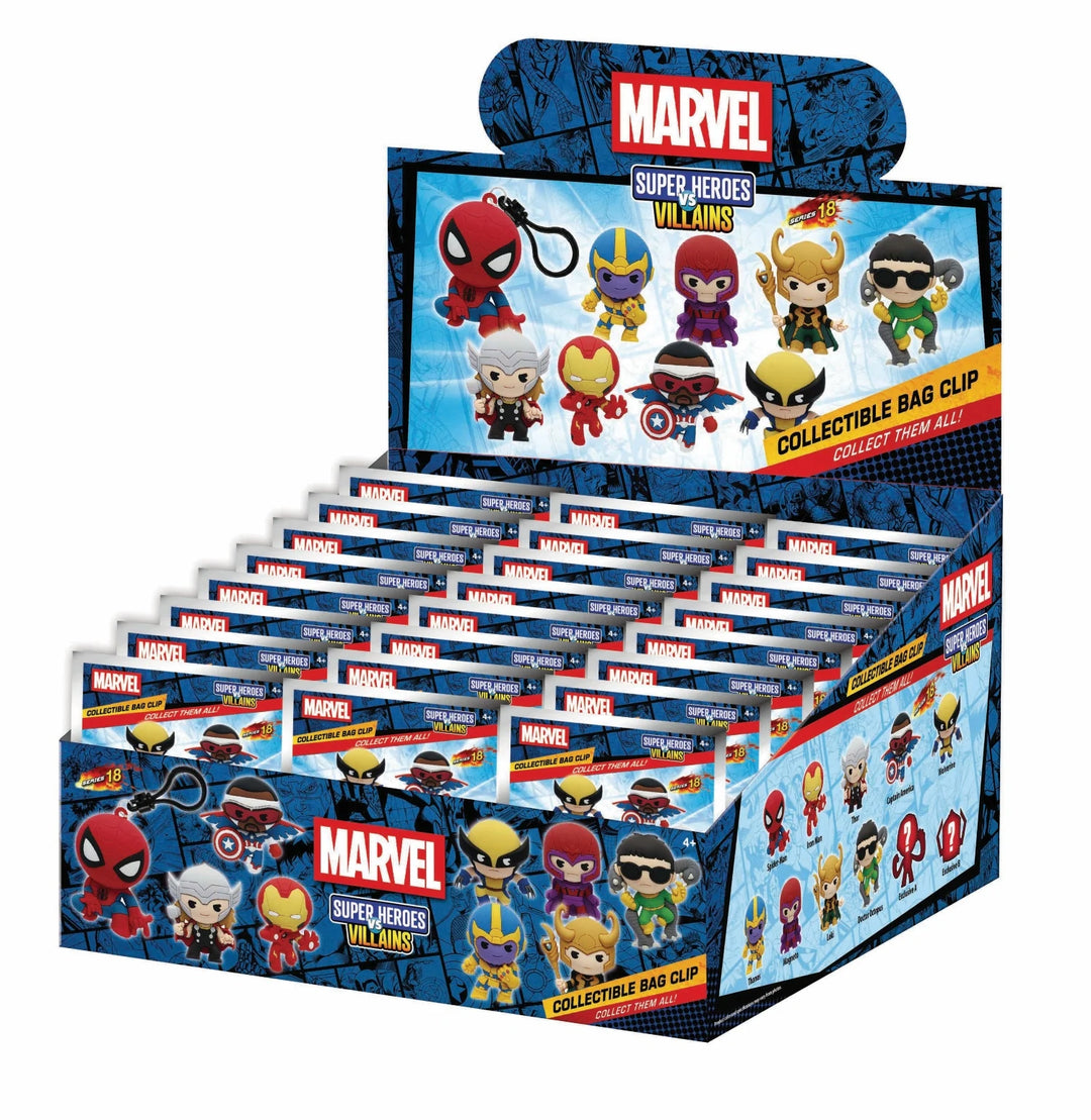 MARVEL HEROES VS VILLAIN -Series 18 -3D Foam Bag Clip (Display 24 Pcs)