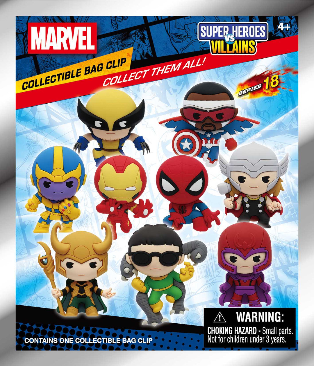 MARVEL HEROES VS VILLAIN -Series 18 -3D Foam Bag Clip (Display 24 Pcs)
