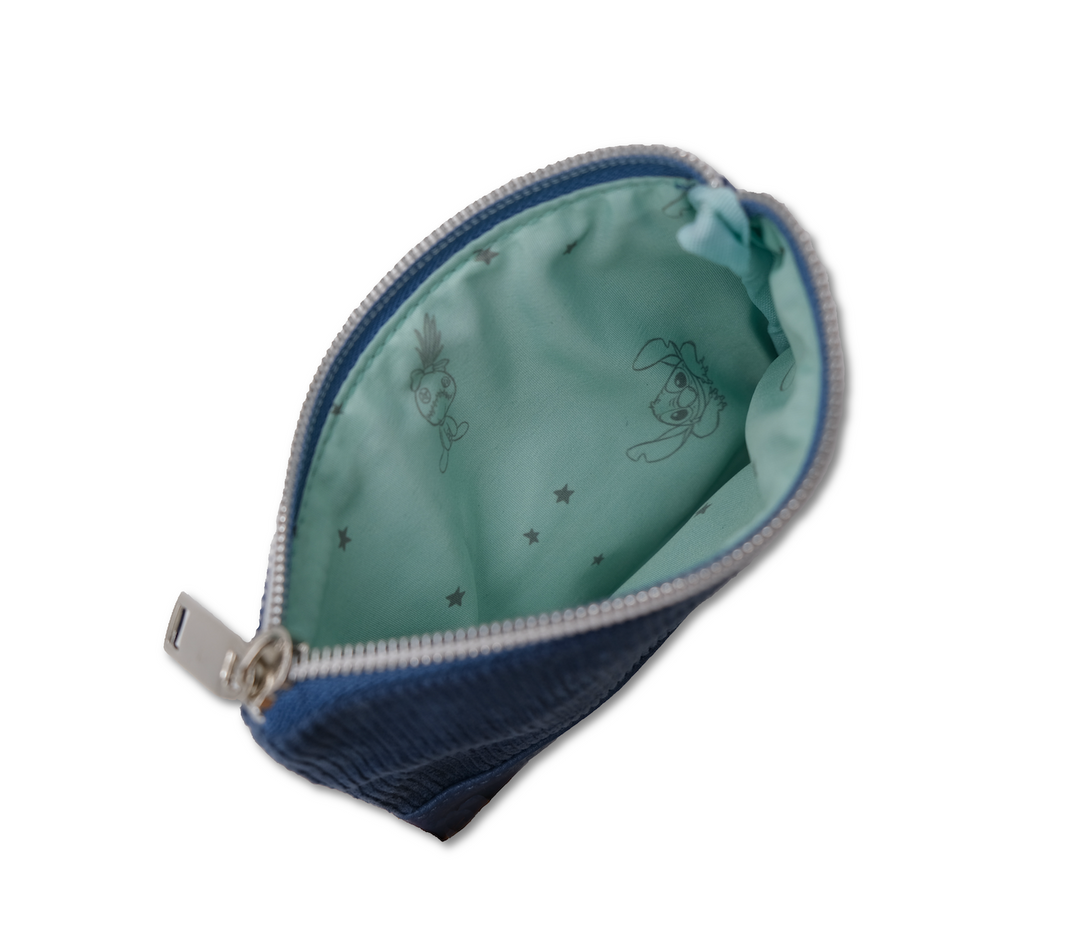 STITCH & ANGEL - Blue Corduroy Fashion Duo Pouch Wallet - '14x10x1cm'