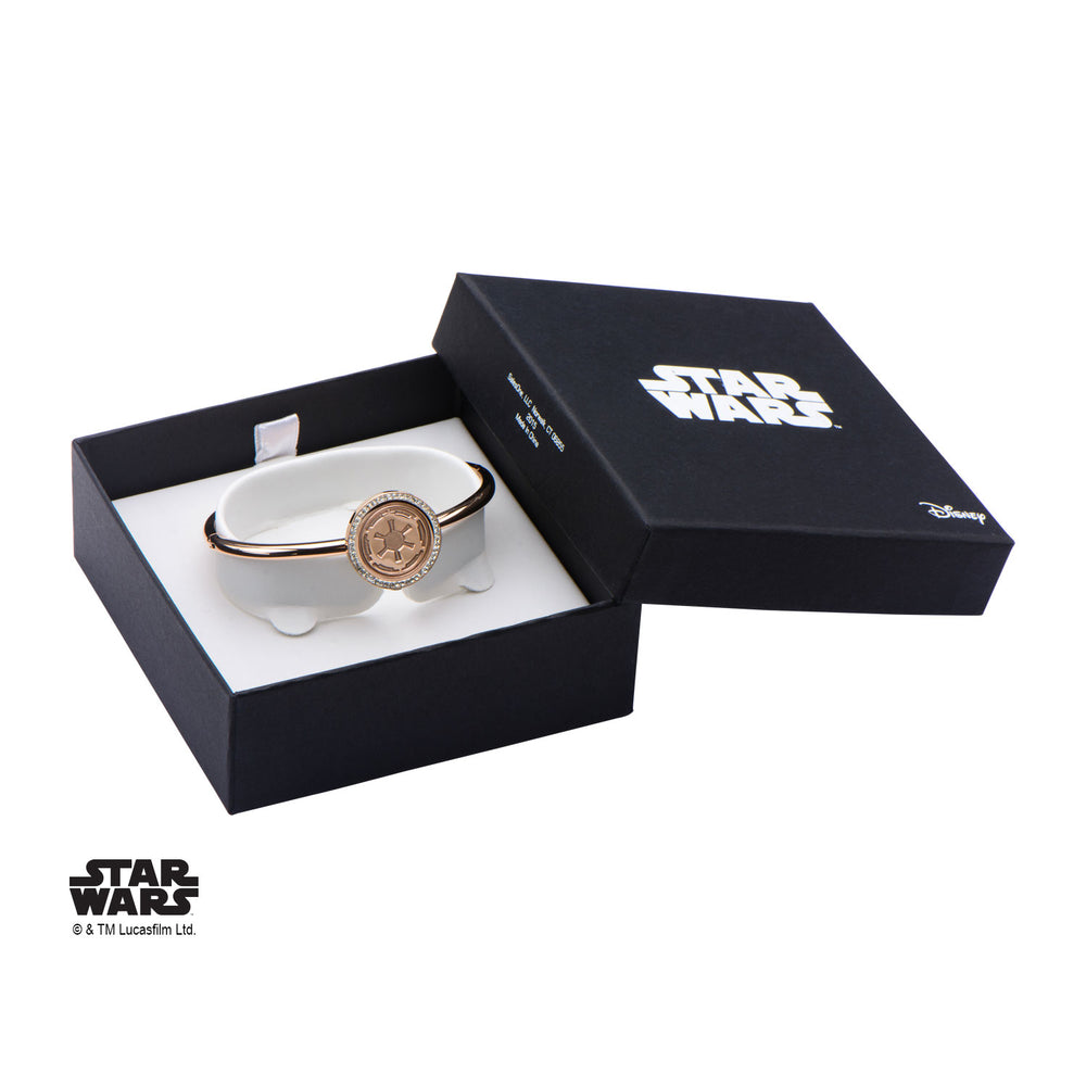 STAR WARS - Rose Gold PVD Plated Empire Symbol with CZ Bangle Bracelet