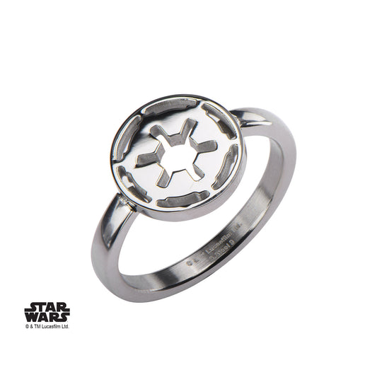 STAR WARS - Women's Stainless Steel Galatic Empire Cut Ring - Size 7