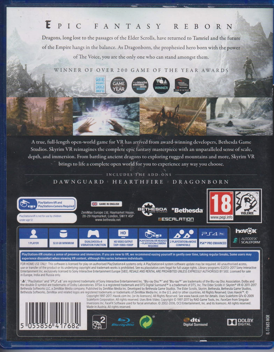 The Elder Scrolls V: Skyrim VR. PS4.