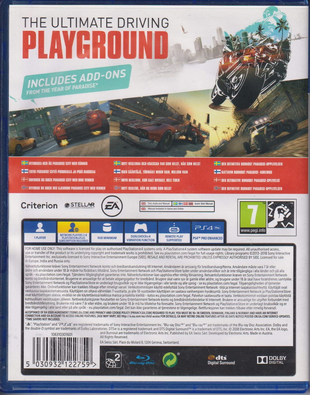 Burnout Paradise Remastered. PS4.