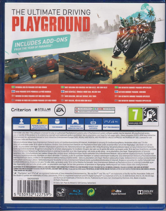 Burnout Paradise Remastered. PS4.