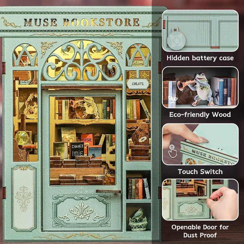 BOOK NOOK KIT - DIY- Muse Bookstore - 201pc + LED Light