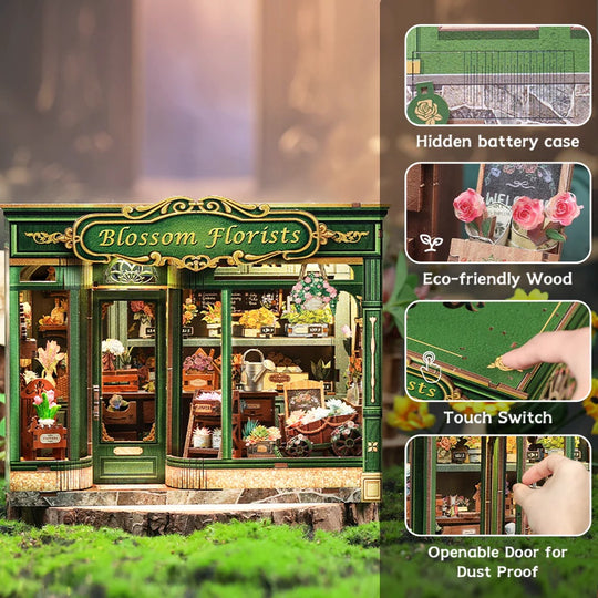 MINIATURE HOUSE - DIY - Blossom Florist - 265pc + LED Light
