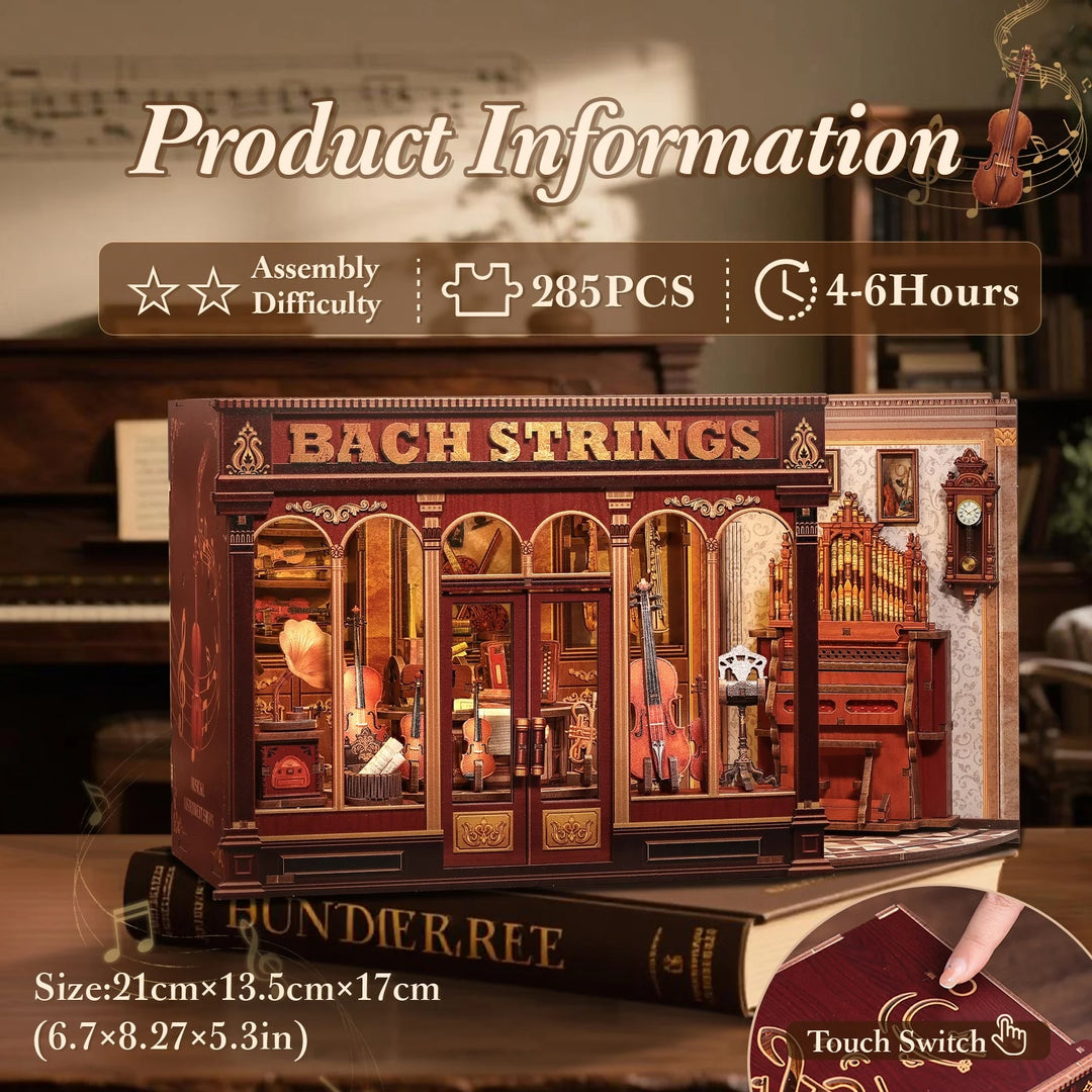 MINIATURE HOUSE - DIY- Bach Strings -285pc + LED Light