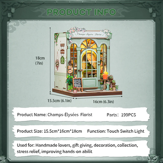 MINIATURE HOUSE - DIY - Champs-Elysées Florist - 199pc + LED Light
