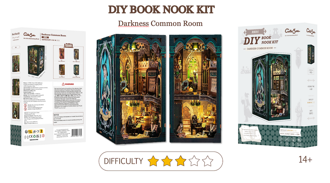 BOOK NOOK KIT - DIY - Darkness Common Room - 150pc + LED Light