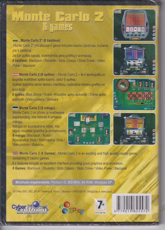 Monte Carlo 2 – 6 Games. 2007. PC-spill. Ny i plast!