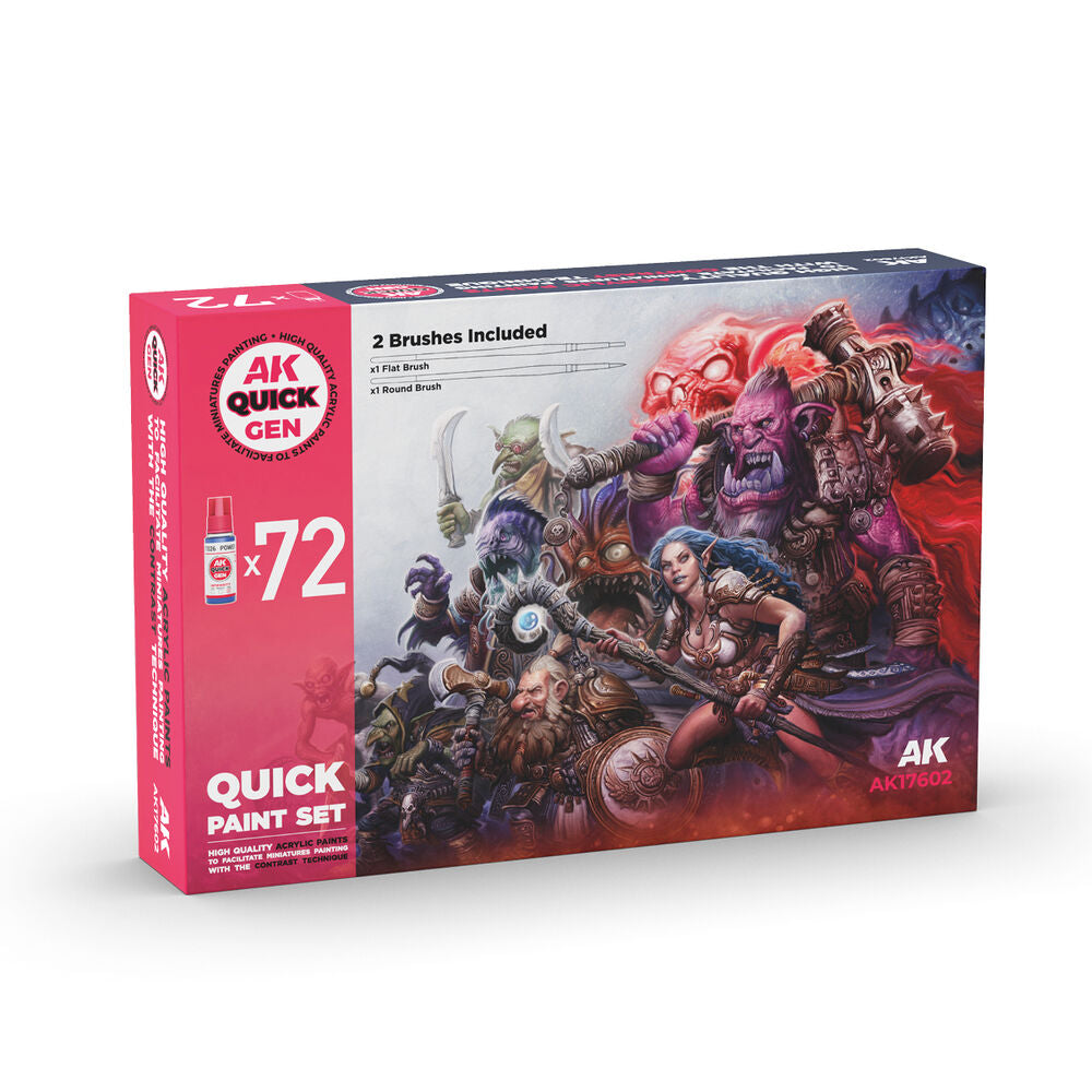 QUICK PAINT SET - 72 QUICK GEN COLORS (+2 MEDIUM 18ML +2 FREE BRUSHES)